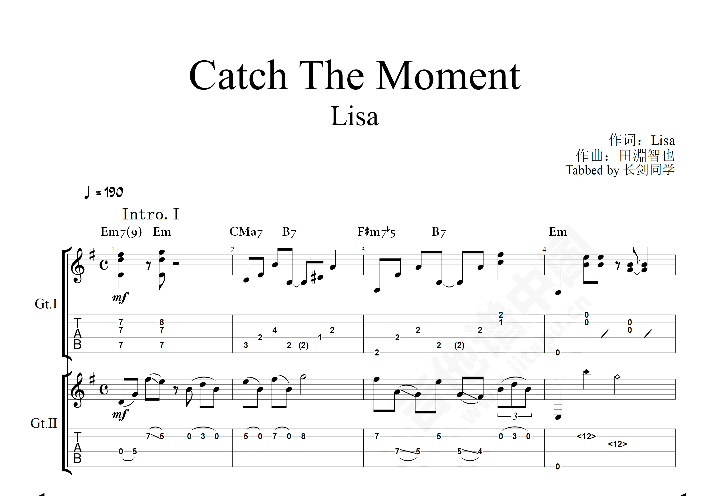 日系Catch The Moment-Lisa带和声分析